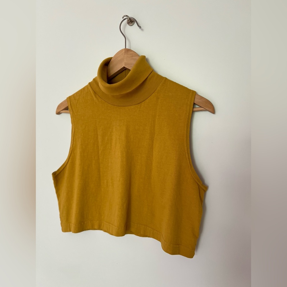Los Angeles Apparel Garment Dye Sleeveless Turtleneck Crop Top - Picture 4 of 6